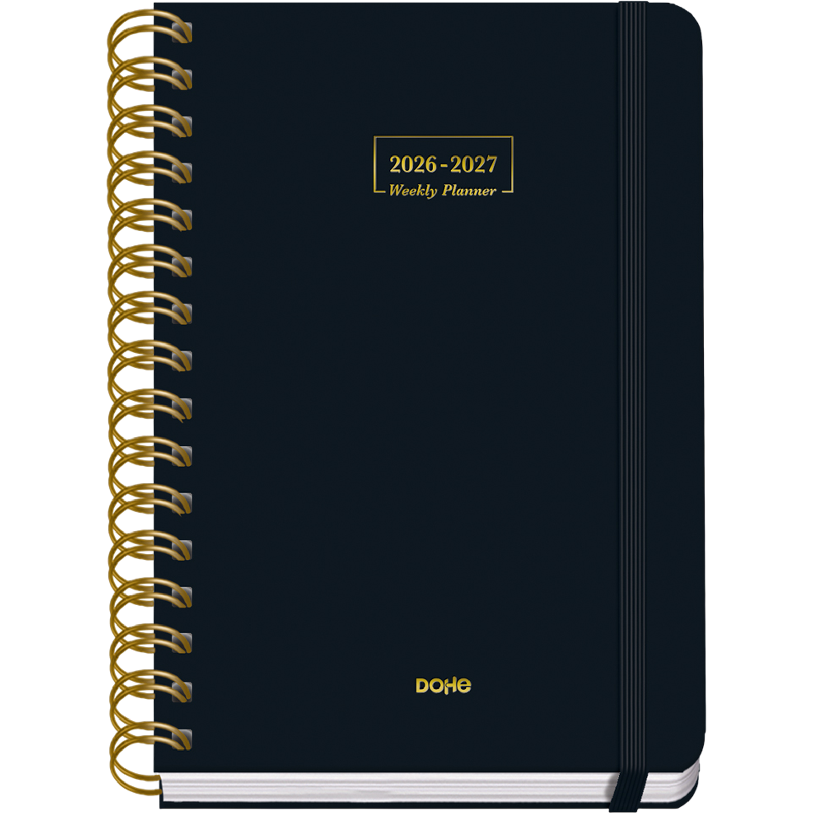 Dohe - Agenda Escolar 2026 2027 - Septiembre a Junio, Semana Vista, A5 (15x21 cm), Tapa Dura Suave, Espiral Doble, Cierre con Goma Elástica, 2 Páginas de Pegatinas, Español e Inglés
