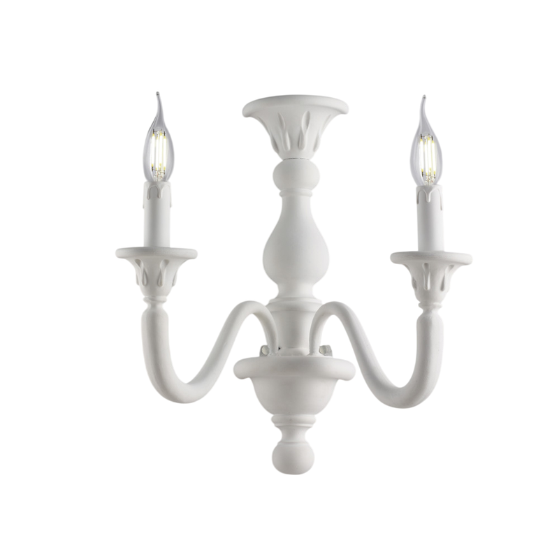 Lucca Aplique de madera shabby blanco 2 luces .35 P.21 BL271-AP2-BCO - Bonetti Illumina