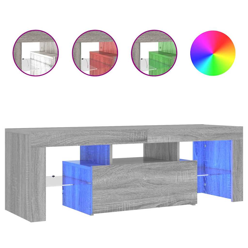 vidaXL Mueble de TV con luces LED gris Sonoma 120x35x40 cm
