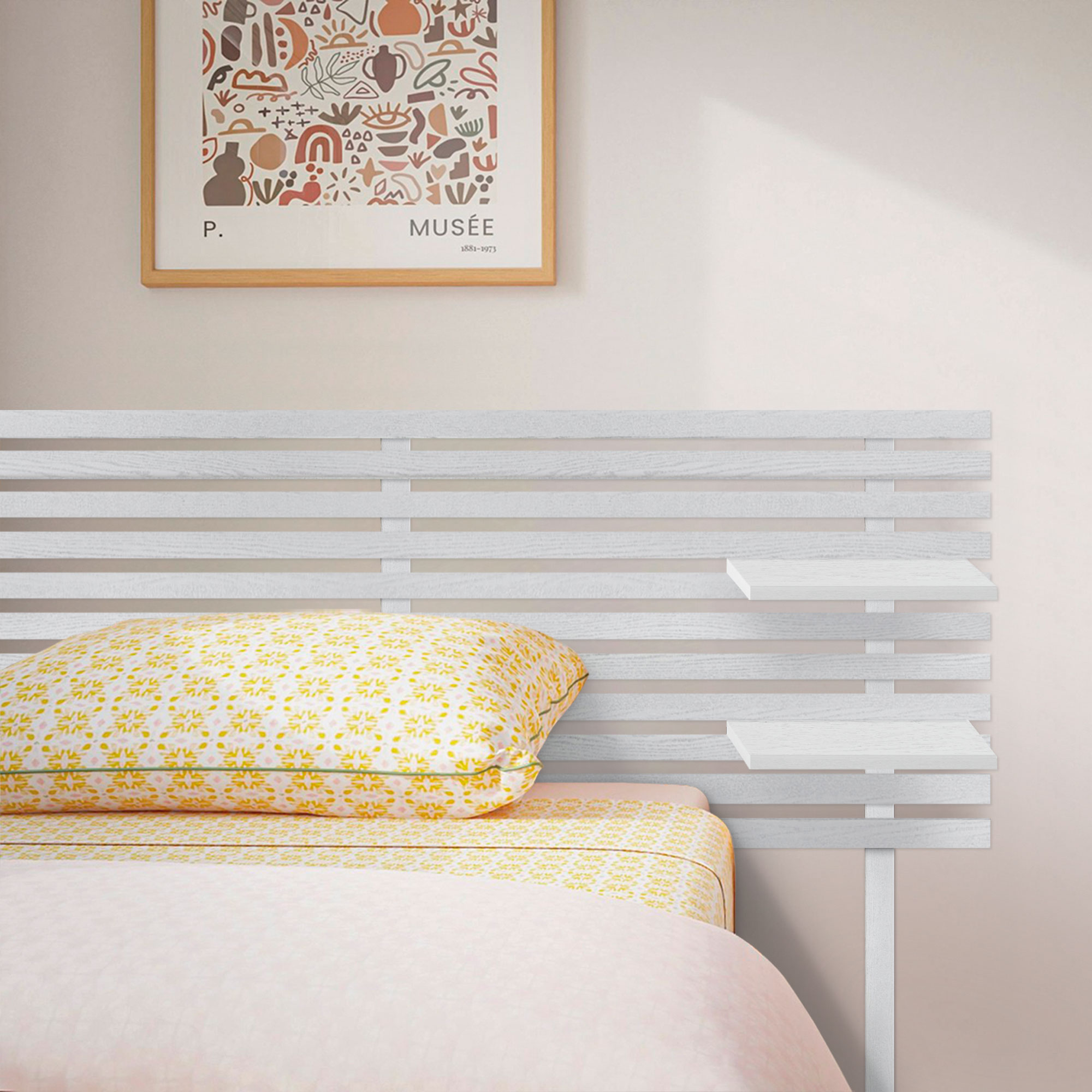 Cabecero con Estantes de Madera reciclada DM Colgante Pared Estilo Palet Japones con Patas