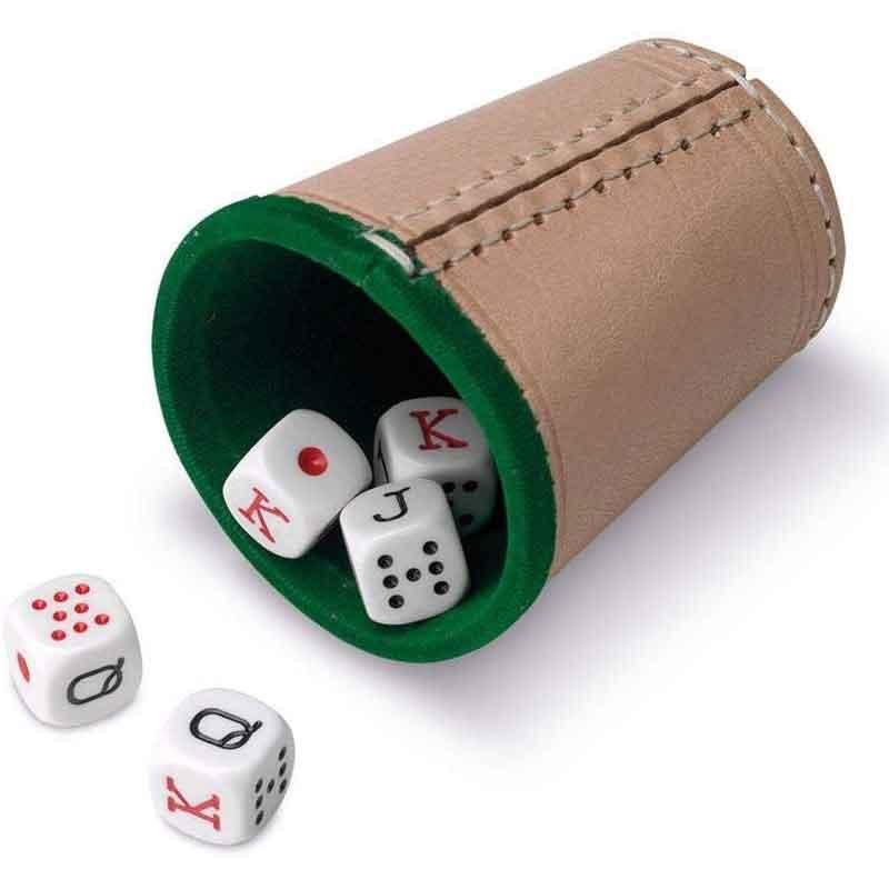 Cubilete de Cuero y Dados de Póker CAYRO