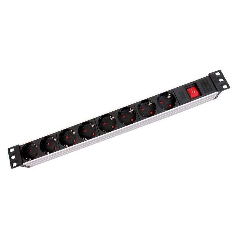 Microconnect 19" 8 Power Strip with CE certification, multiple sockets for versatile use, ideal plug extension for various devices and appliances.