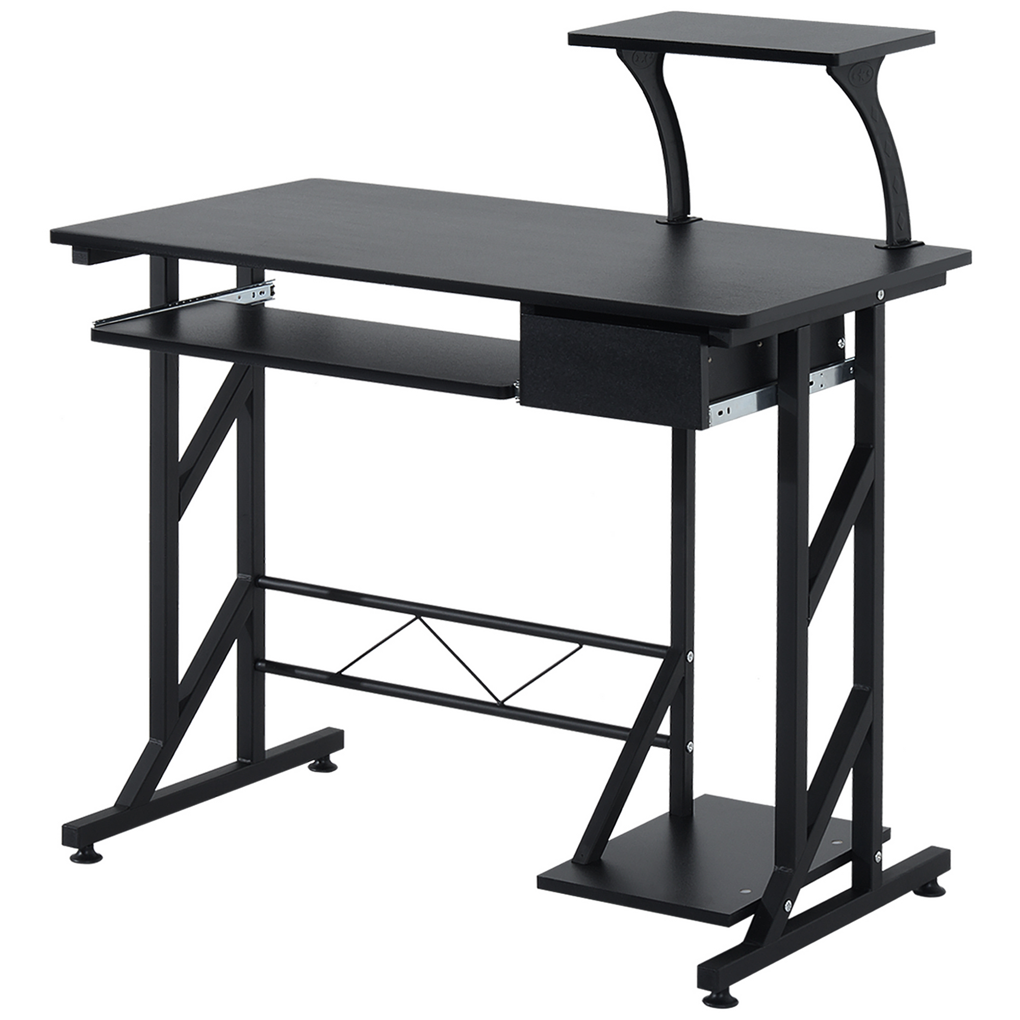 HOMCOM Mesa de Escritorio Mesa de Estudio con Bandeja de Teclado y Cajón Mesa de Ordenador para Despacho Oficina 90x50x100 cm Negro