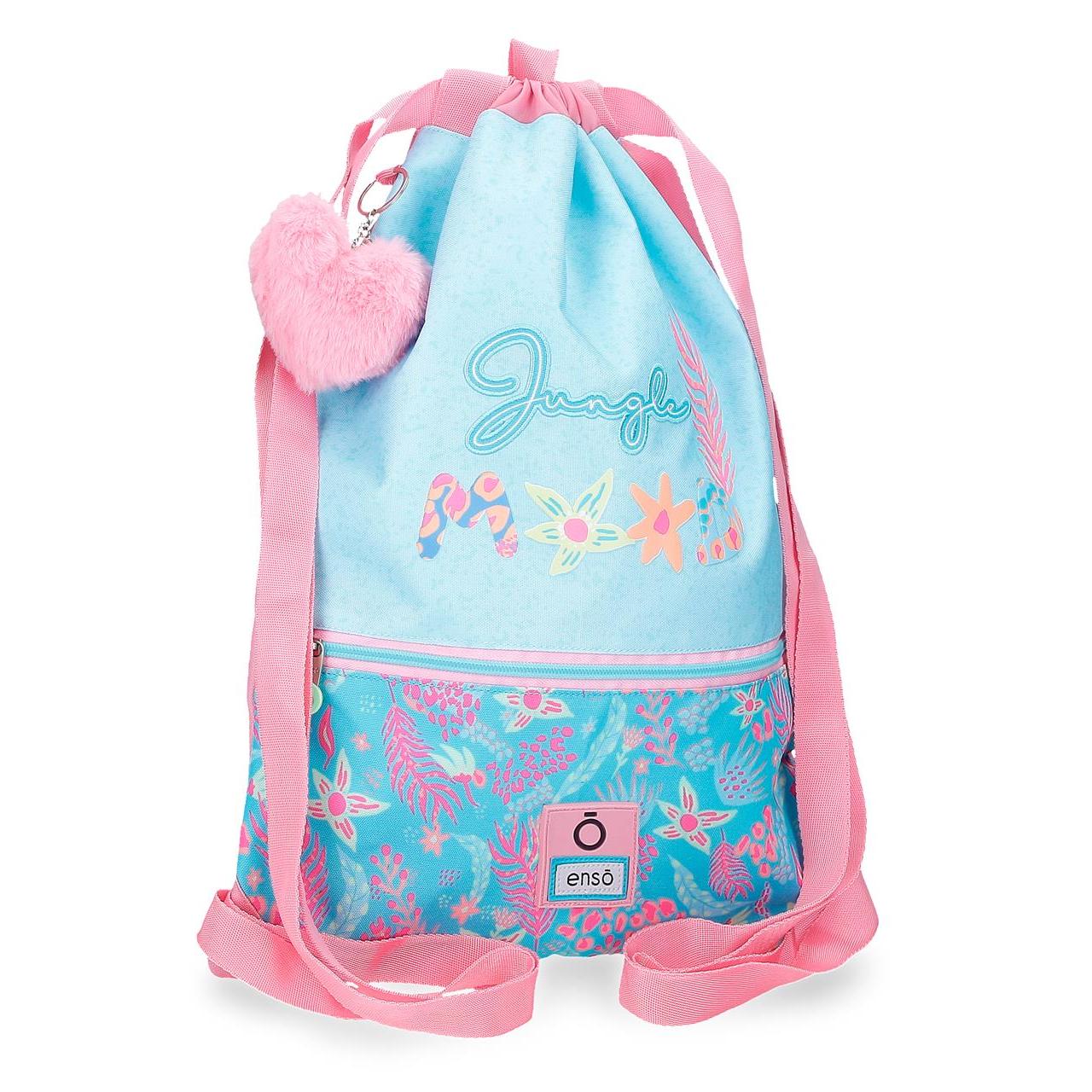 Enso Jungle Mood Mochila saco con cremallera de 35cm x 46cm x 0,5cm Azul