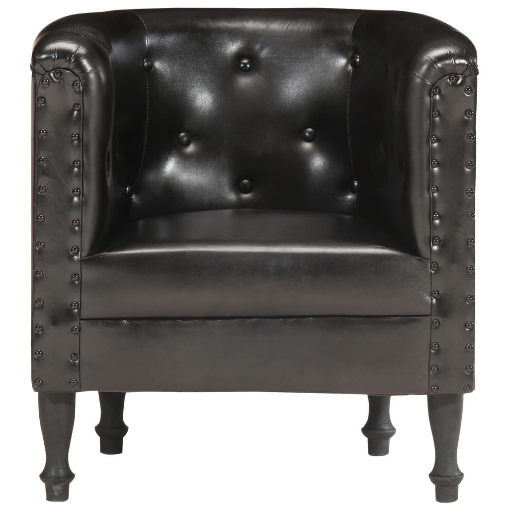 vidaXL Sillón de cuero auténtico Marrón, Negro, Sillon Dormitorio Sillon Comodos Silla Relax Sillón Sofá