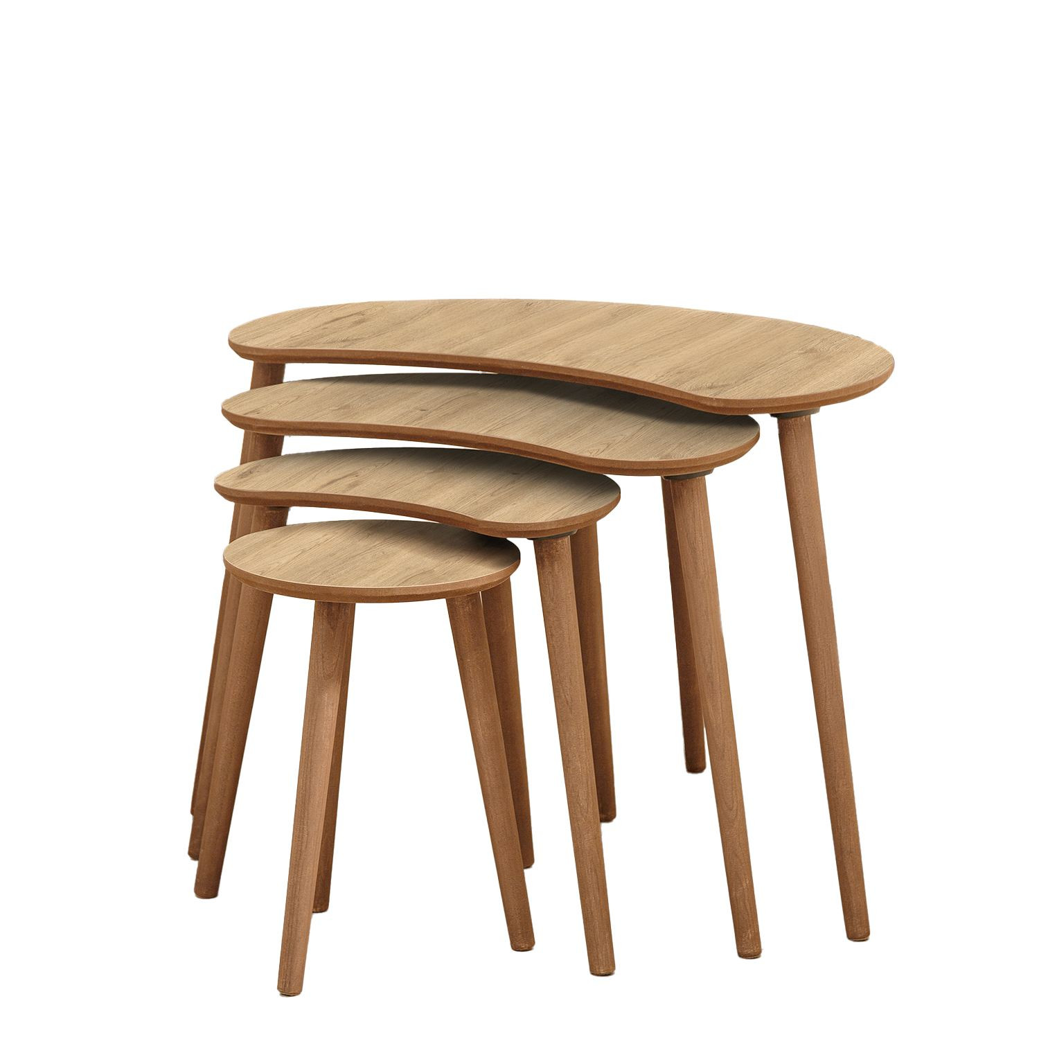Habitat y Jardin - Mesa nido de madera "Moon" (4 piezas) 40 x 75 x 55 cm - Roble