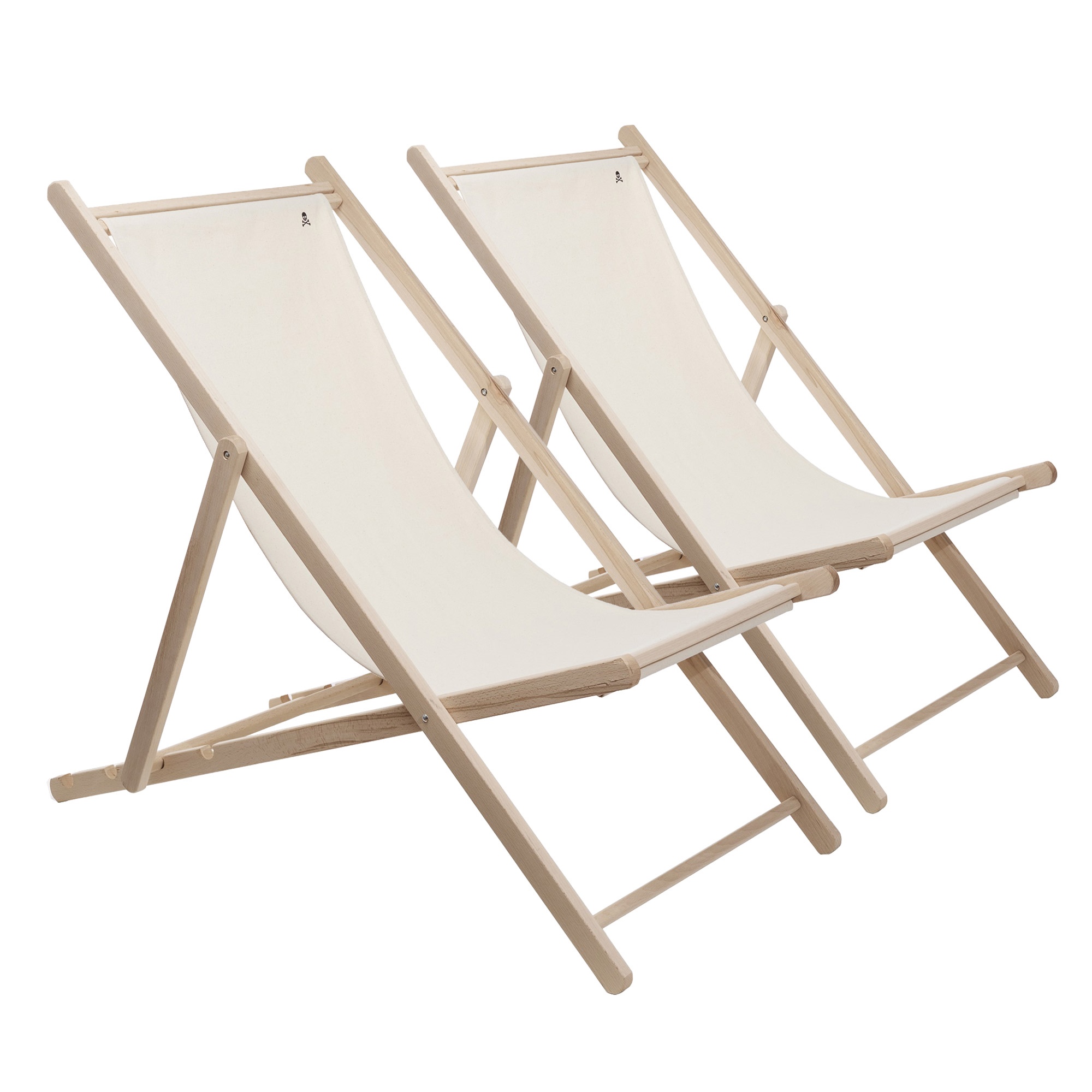 Scalpers Home Set de 2 Hamacas de Madera de Haya Plegables, Estructura sin Barniz, Color Piedra