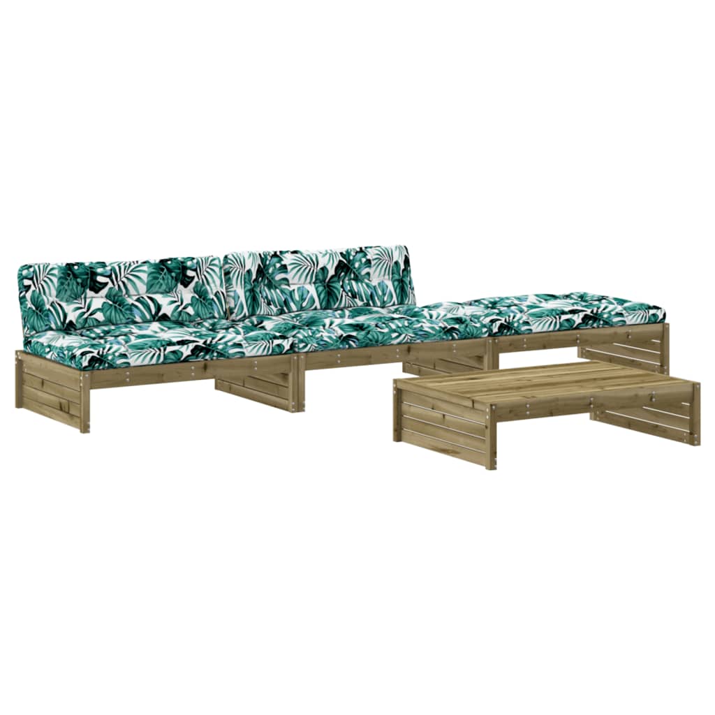 vidaXL Juego de muebles jardín 4 pzas y cojines madera pino impregnada