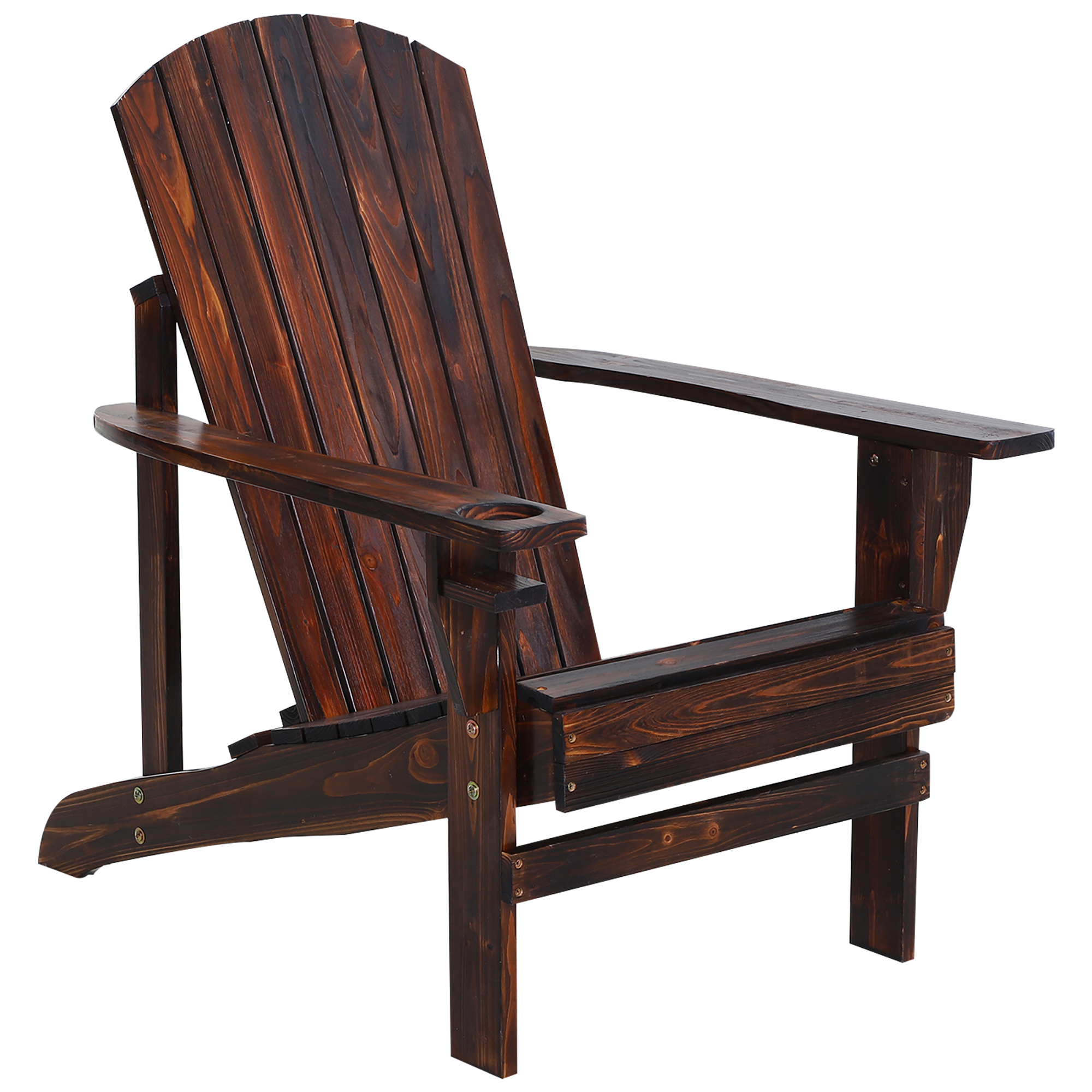 Outsunny Silla Adirondack de Madera Silla de Jardín con Reposabrazos y Respaldo Alto para Terraza Balcón Exterior 72x95x93 cm Natural