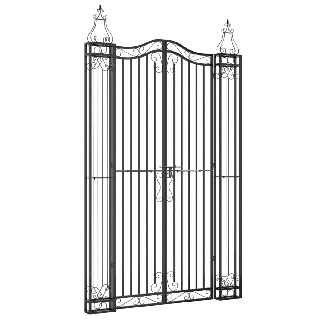 vidaXL Puerta de Jardín Entrada para Patio Hierro Forjado Negro Dimensiones 121 x 8 x 100 cm,  121 x 8 x 120 cm,  121 x 8 x 150 cm y mas