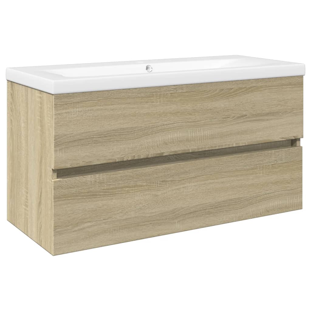 vidaXL Set de mueble de baño 2 piezas cerámica y madera de ingeniería