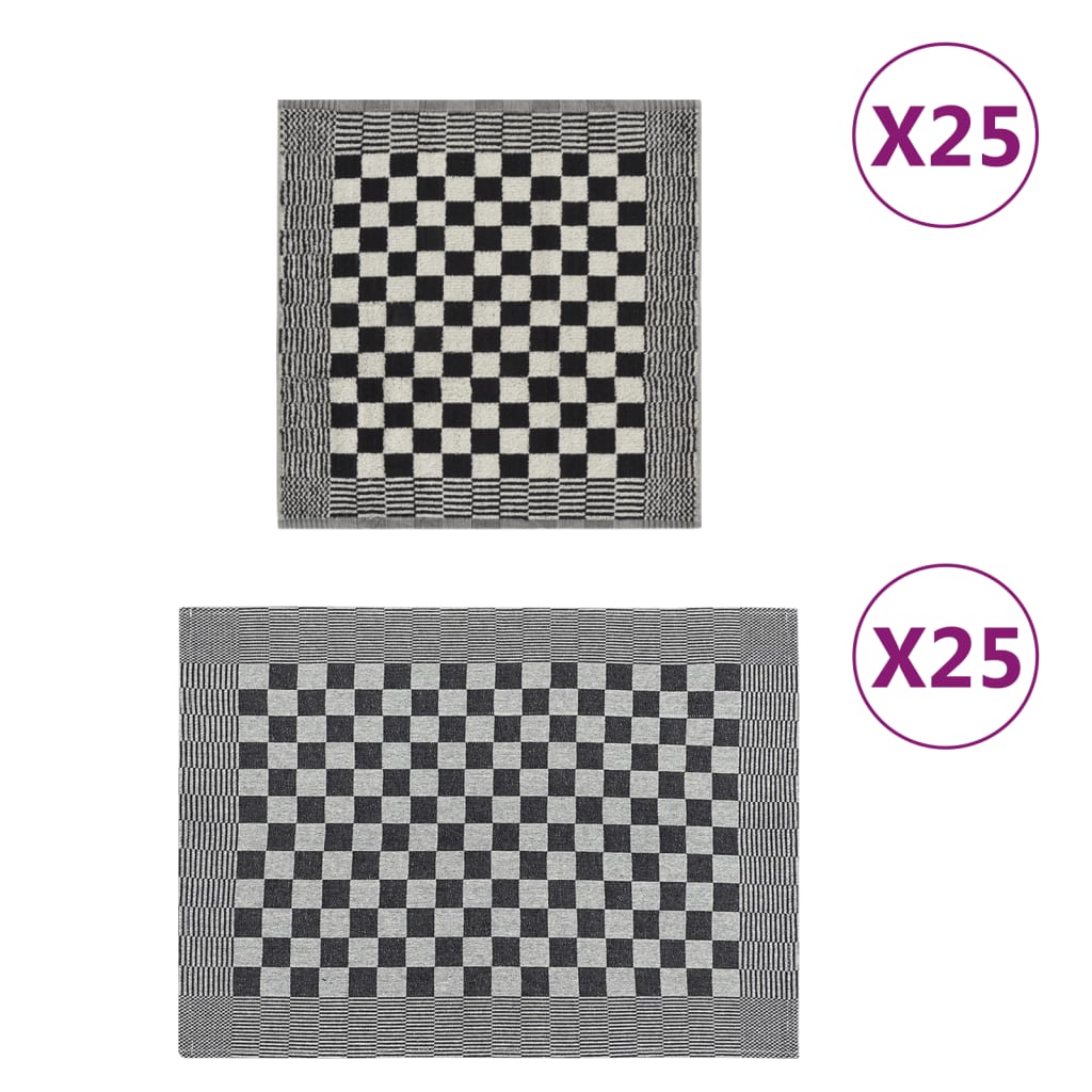 vidaXL Juego de paños 50 unidades algodón paño de cocina Color Azul y blanco,  Negro y blanco,  Negro y gris y mas
