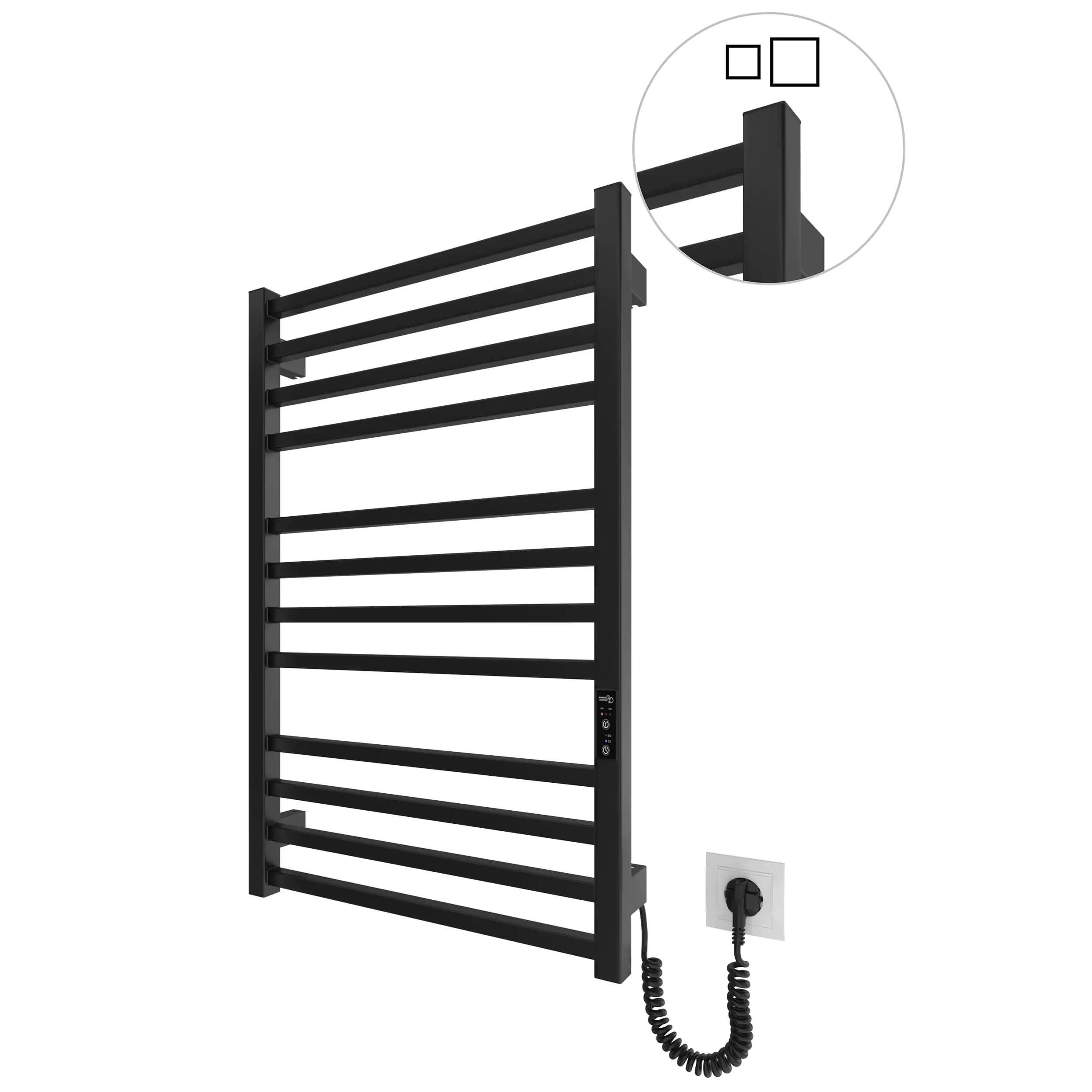 Radiador Toallero Eléctrico Seco HYGGE FAMILY Modelo LONDON Bajo Consumo de 117x53 Color NEGRO MATE 240W
