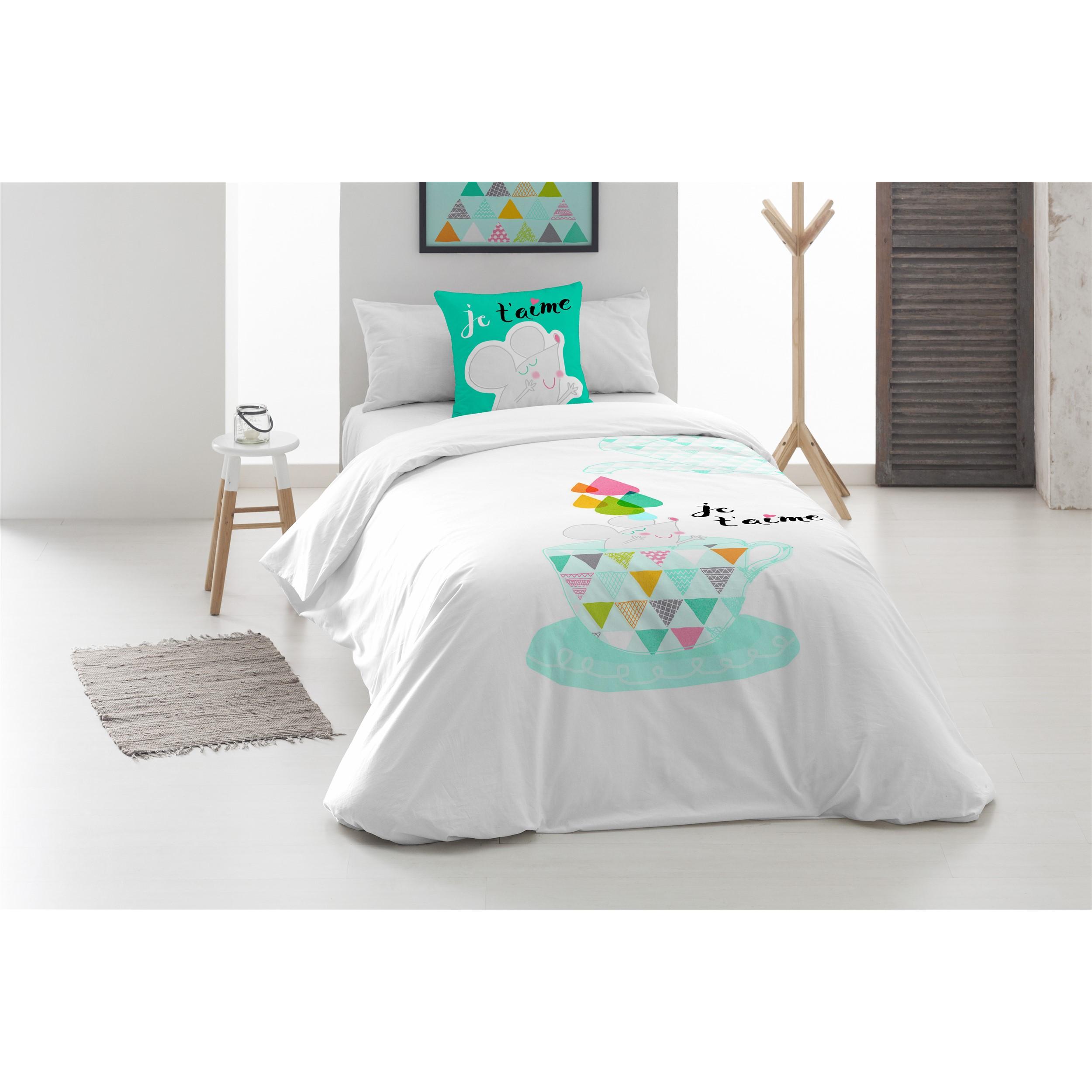 BOHEME - Funda nórdica Infantil Tea Up 140X200, 100% algodón. Incluye funda de almohada