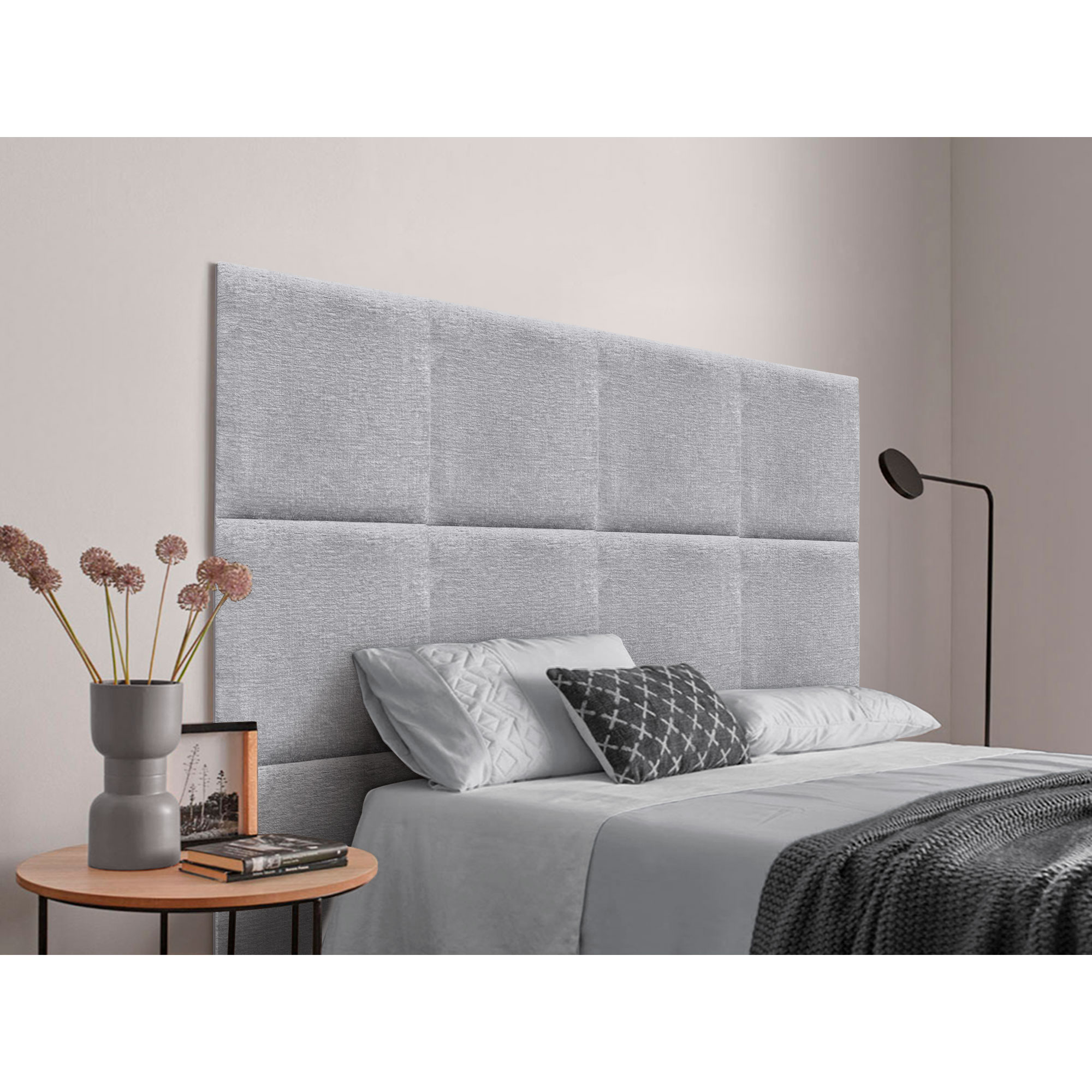 DHOME Cabecero Tapizado Compuesto de Paneles Autoadhesivos Intercambiables de Lana Ecológica Premium Cama Lujo