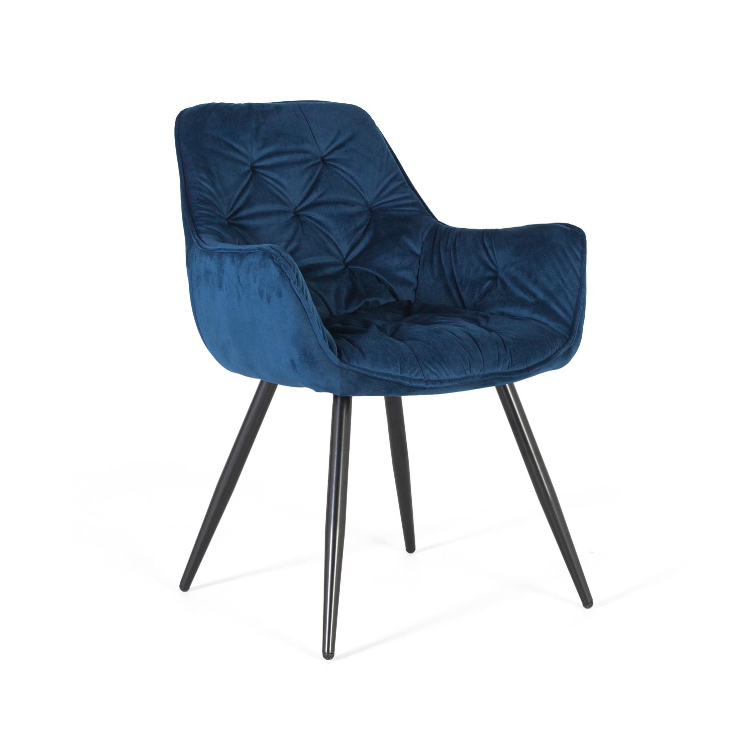 Set de dos sillas tapizadas en terciopelo y patas de acero85X62X62