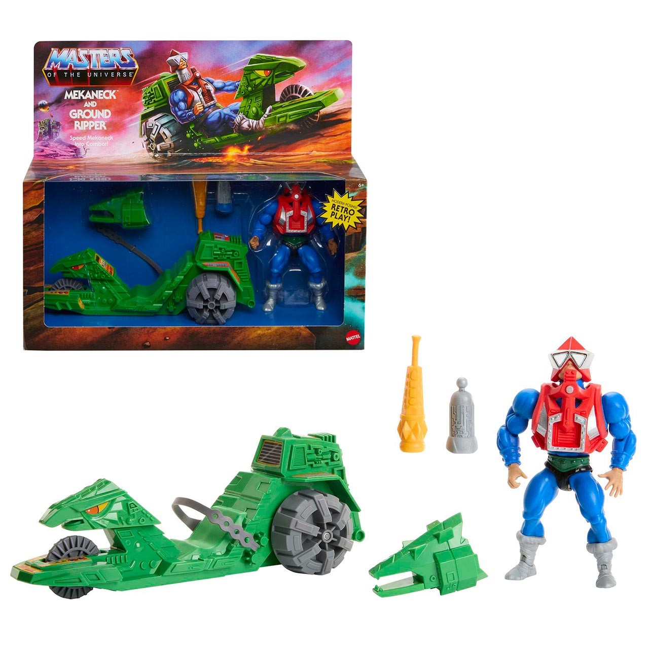 Set figura Mekaneck con vehículo Ground Ripper HKM62 MASTERS OF THE UNIVERSE MATTEL