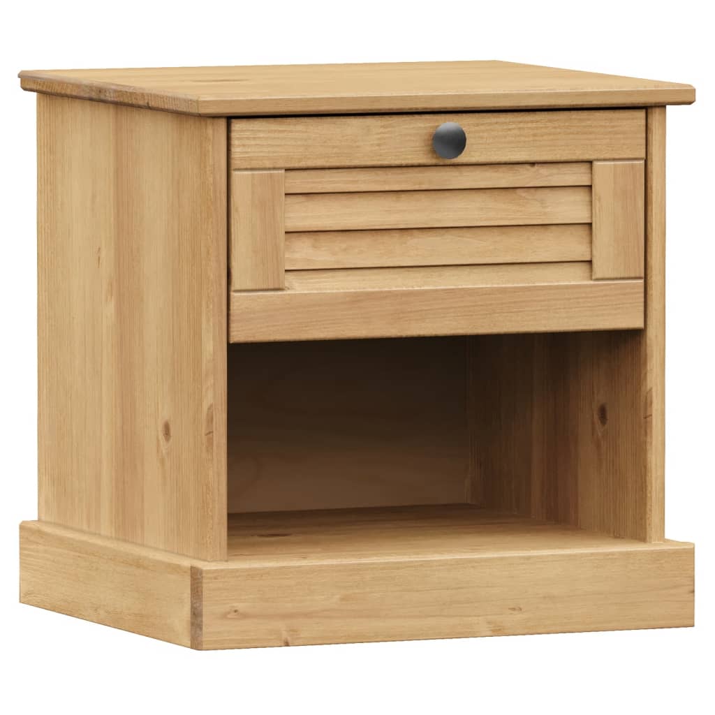 Vidaxl Mesita de Noche VIGO Madera Maciza Pino 42x35x42 Cm Marrón