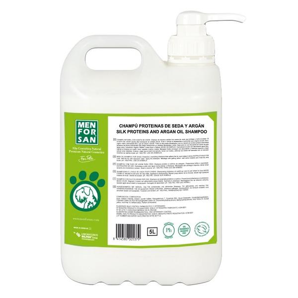 Champú con Proteínas de Seda y Aceite de Argán para Perros Menforsan Especial Peluquería Canina 5L