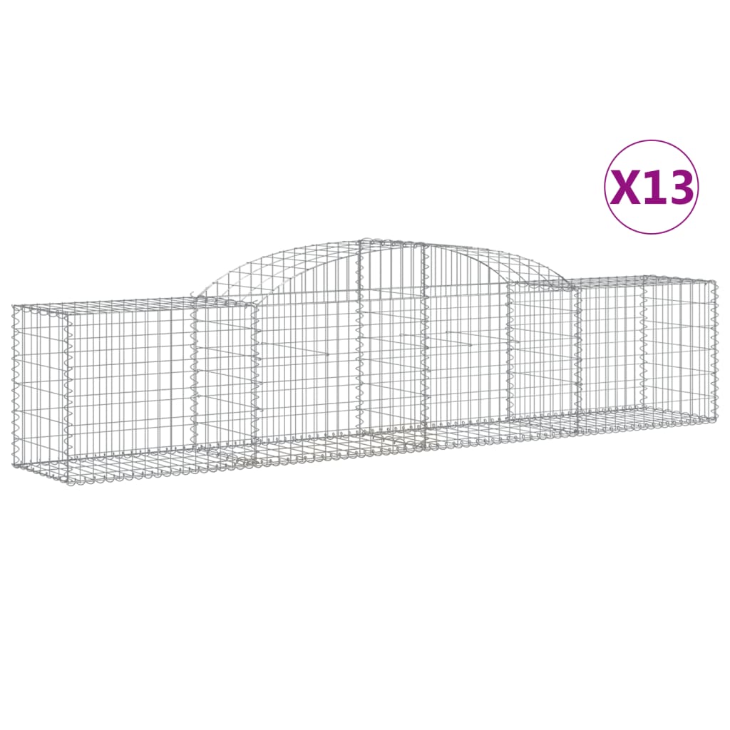 vidaXL Cestas gaviones 13 uds forma de arco hierro Dimensiones 200 x 50 x 60/80 cm,  200 x 50 x 80/100 cm,  200 x 50 x 100/120 cm y mas