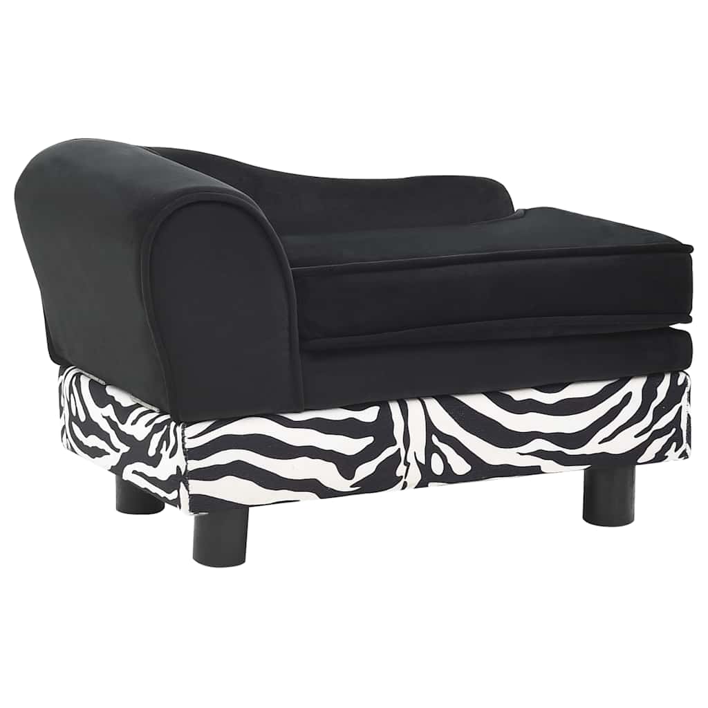 vidaXL Sofá para perros felpa negro 57x34x36 cm