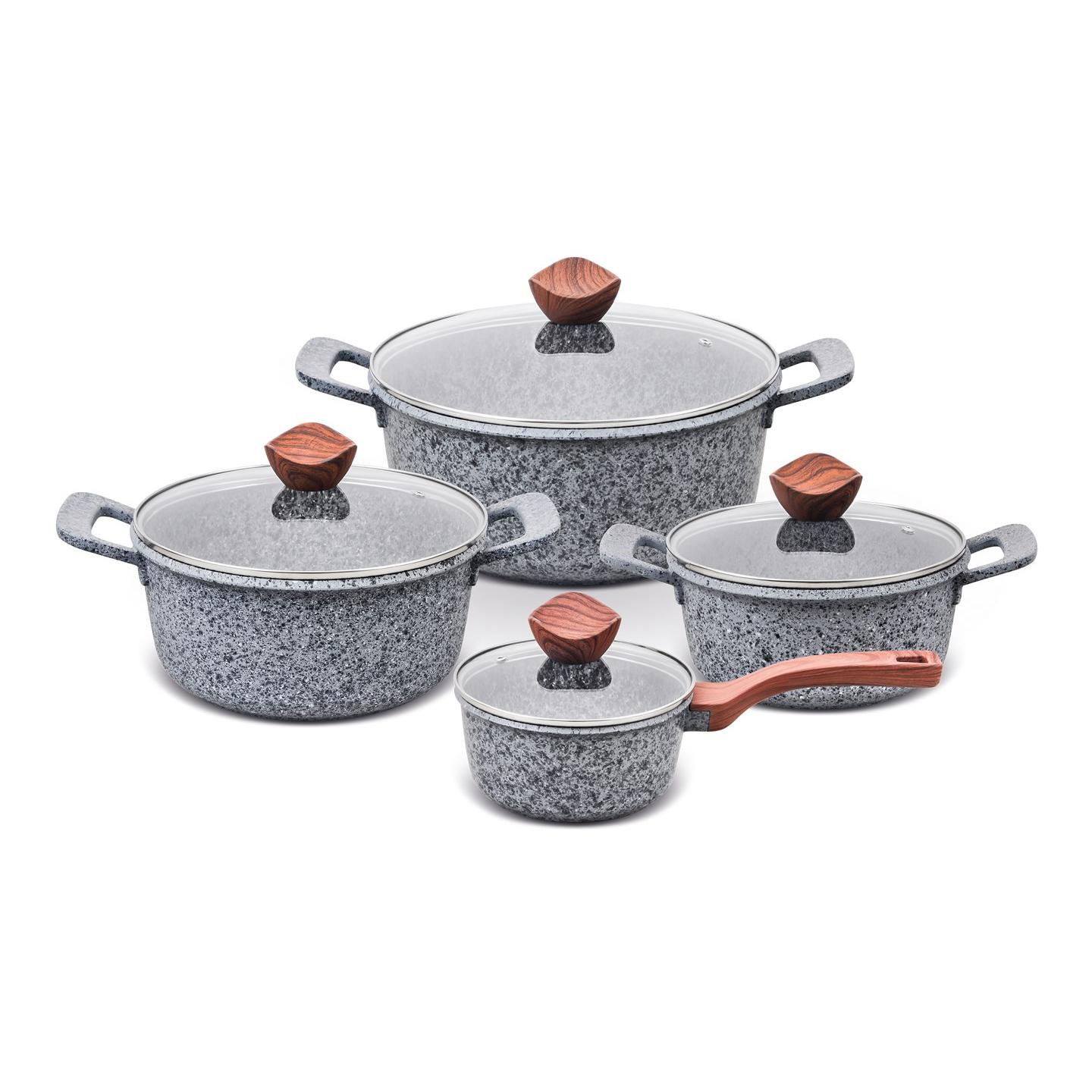 JUEGO DE BATERÍA DE COCINA DE GRANITO PROMIS, SALSA DE 16 CM, OLLAS
