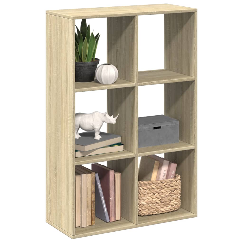 vidaXL Librería divisora madera ingeniería 69,5x29x103,5 cm en color Blanco/Madera antigua/Gris hormigón y más
