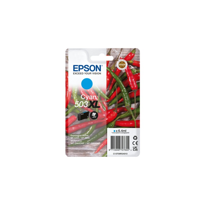 Epson - 503XL cartucho de tinta 1 pieza(s) Original Alto rendimiento (XL) Cian C13T09R24010