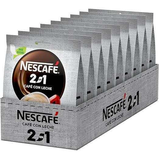 Nescafé - NESCAFÉ 2 en 1, café soluble natural con leche, Pack de 9 bolsas con 10 sobres, TOTAL 90 sobres