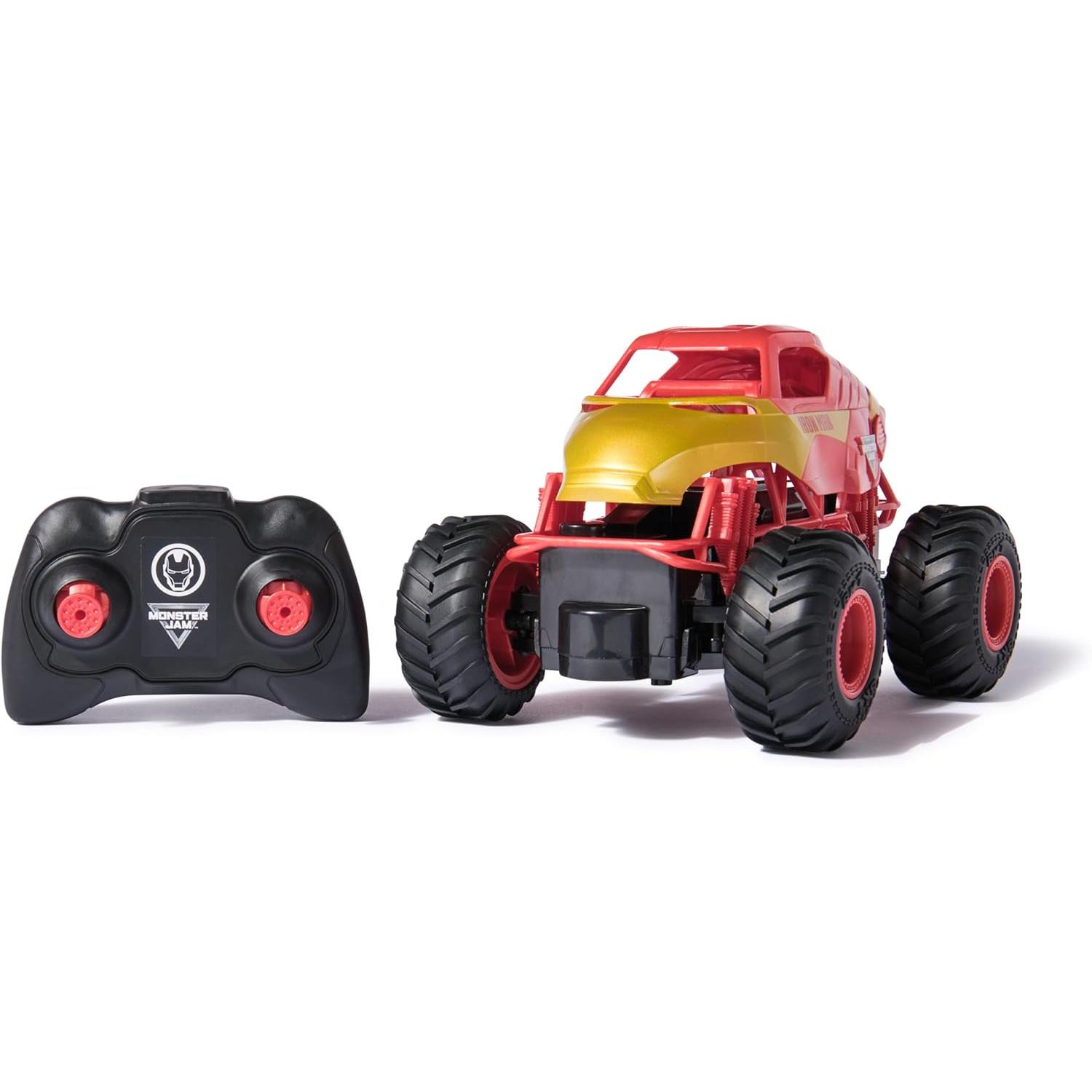 SPIN MASTER - MONSTER JAM - Coche Teledirigido Monster Truck Marvel Iron Man, Escala 1:24 - 6069959 - Coches para Niños - Juegos Infantiles - Juguetes Niños +3 Años