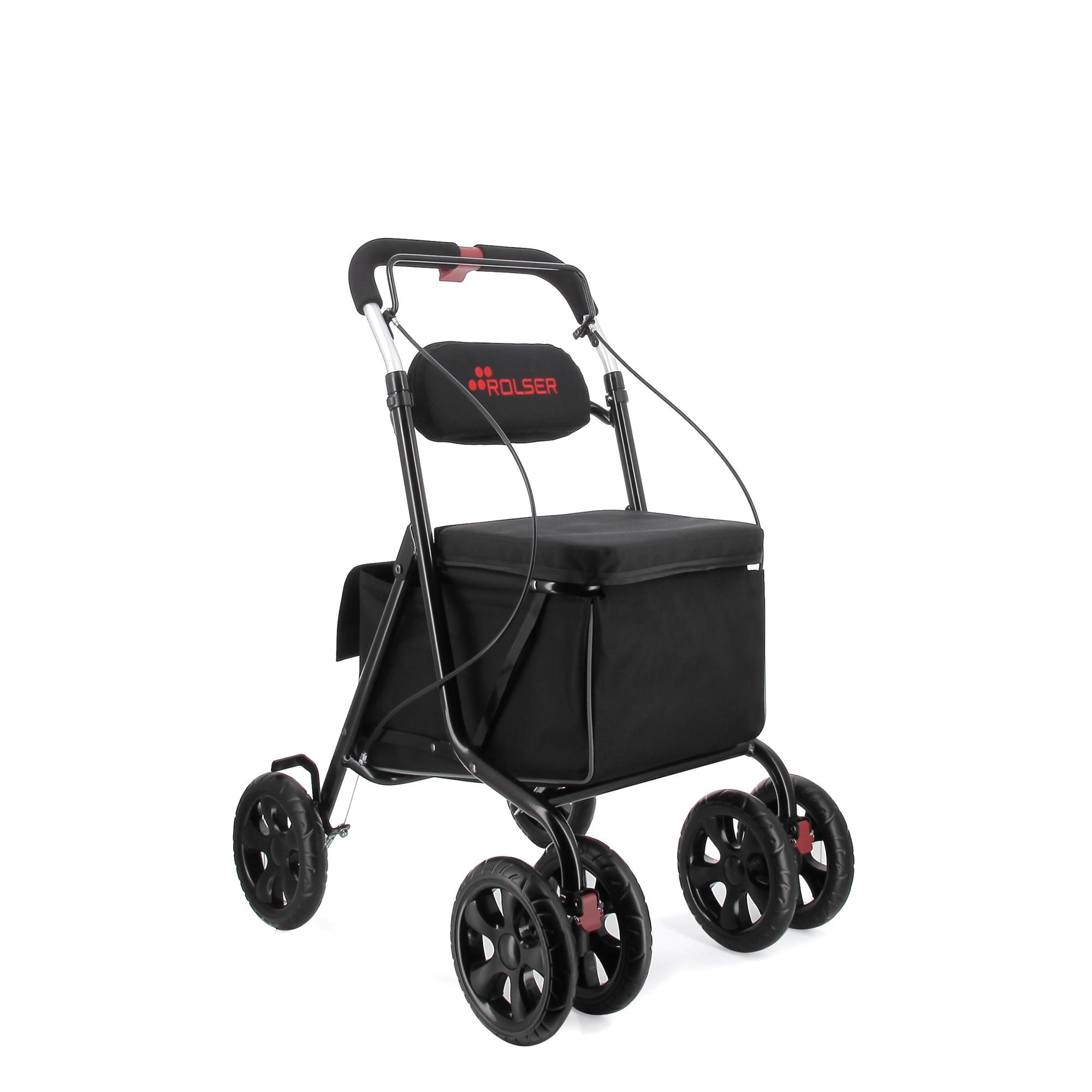 Carro De Compra Plegable Con Asiento Y 4 Ruedas 2 Direccionables