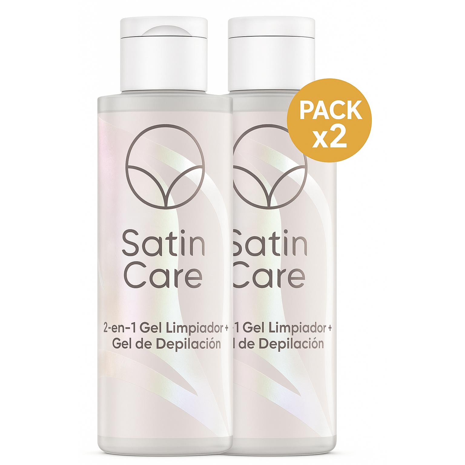 Gillette Venus Satin Care Pack de 2: 2 en 1 Gel Limpiador + Gel de Depilación para ingles y zona intima (190ml x 2)