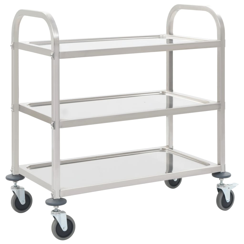 vidaXL Carrito de cocina de acero inoxidable en dimensiones 95 x 45 x 83.5 cm (2 niveles)/96.5 x 55 x 90 cm (3 niveles)/107 x 55 x 125 cm (4 niveles) y más