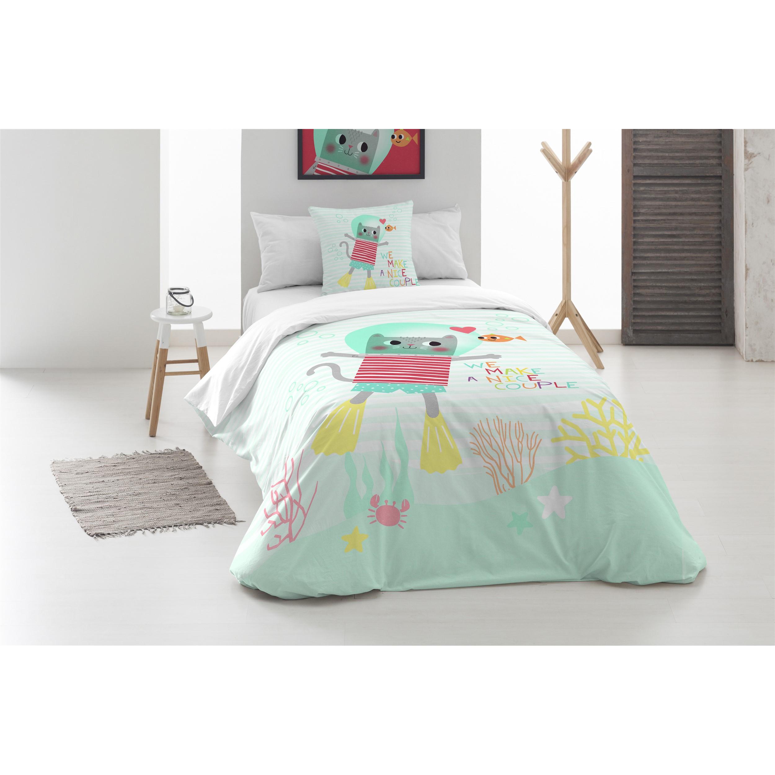 BOHEME - Funda nórdica Infantil Nice Couple 140X200, 100% algodón. Incluye funda de almohada
