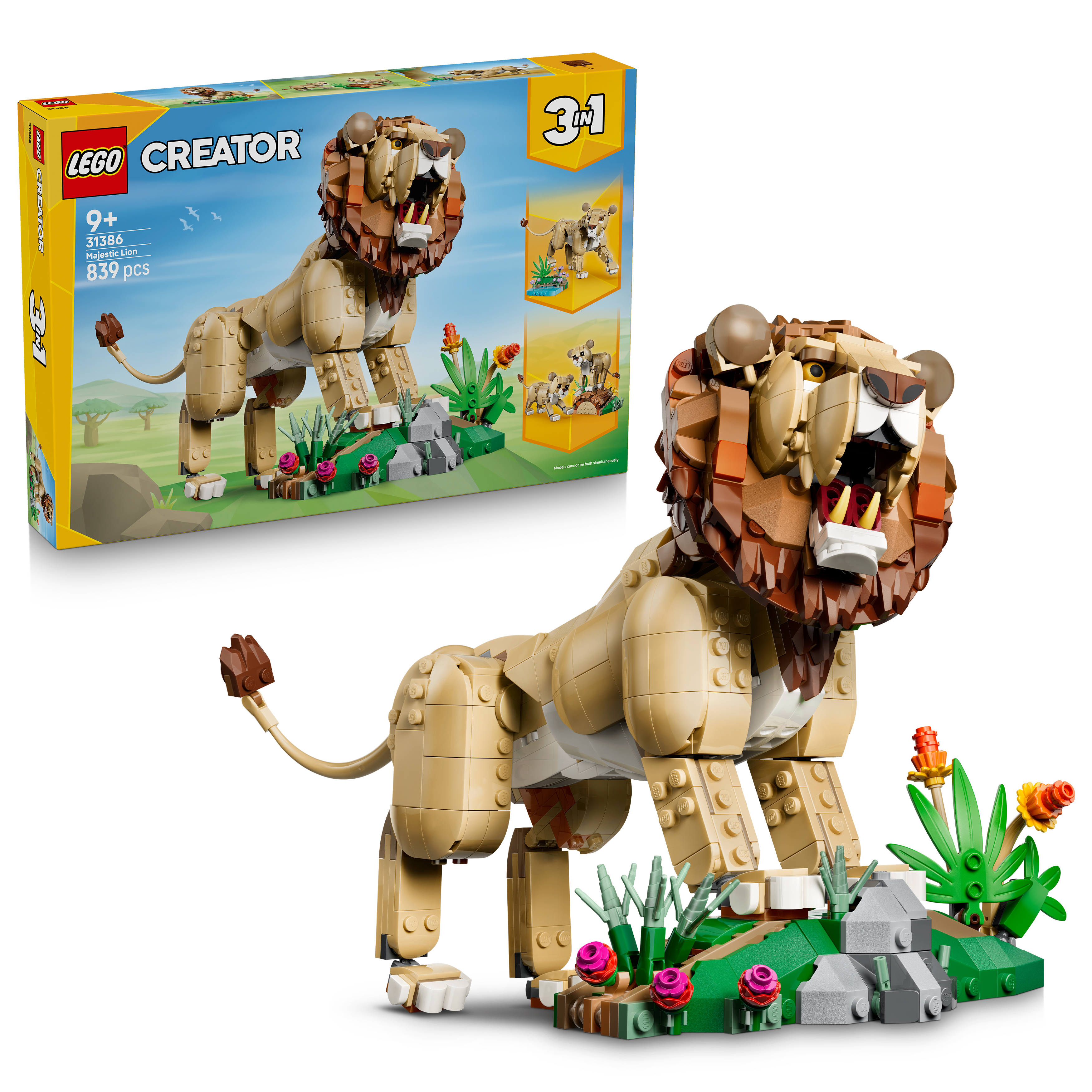 LEGO® 31386 Creator 3en1 Fauna Salvaje: León Majestuoso de Juguete