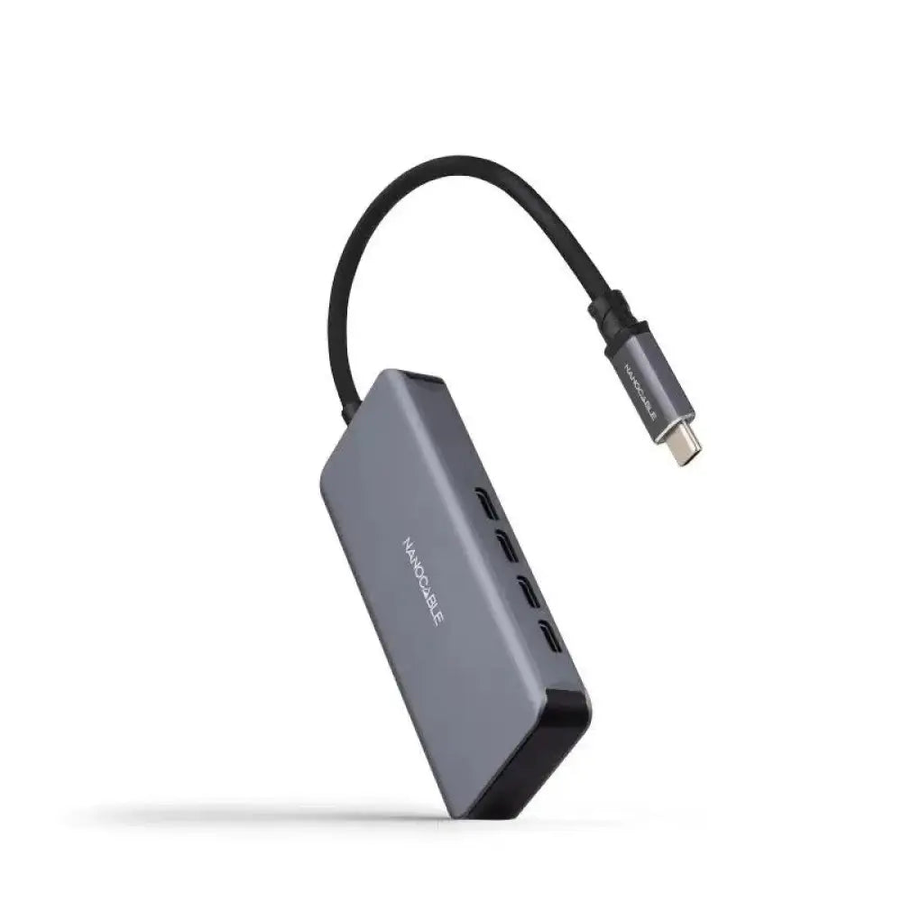 Hub Nanocable 4 puertos USB-C 5Gbps modelo 10.16.4504 aluminio 10cm gris Plug & Play