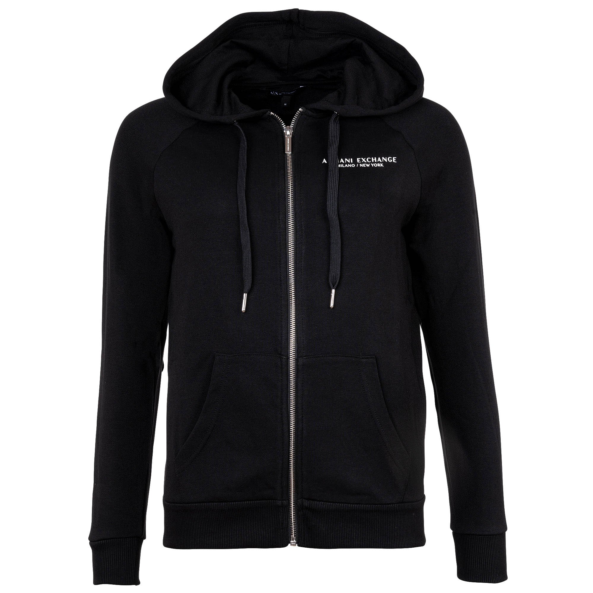 Armani Exchange Mujer Negro A|X Chaqueta Sudadera - Cremallera, Capucha, Logo Extra Pequeño