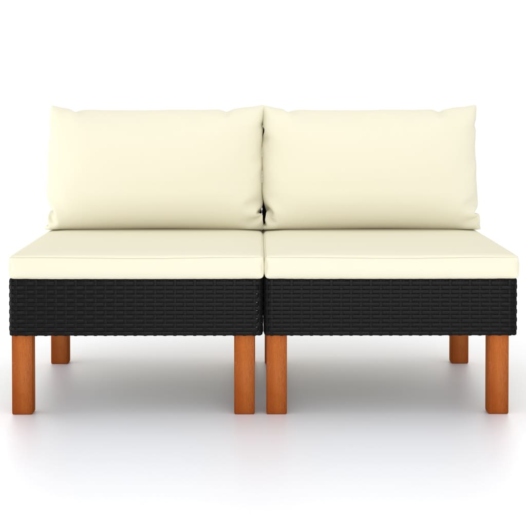 Vidaxl Sofás Centrales Ratán Sintético y Madera de Eucalipto Gris y Negro