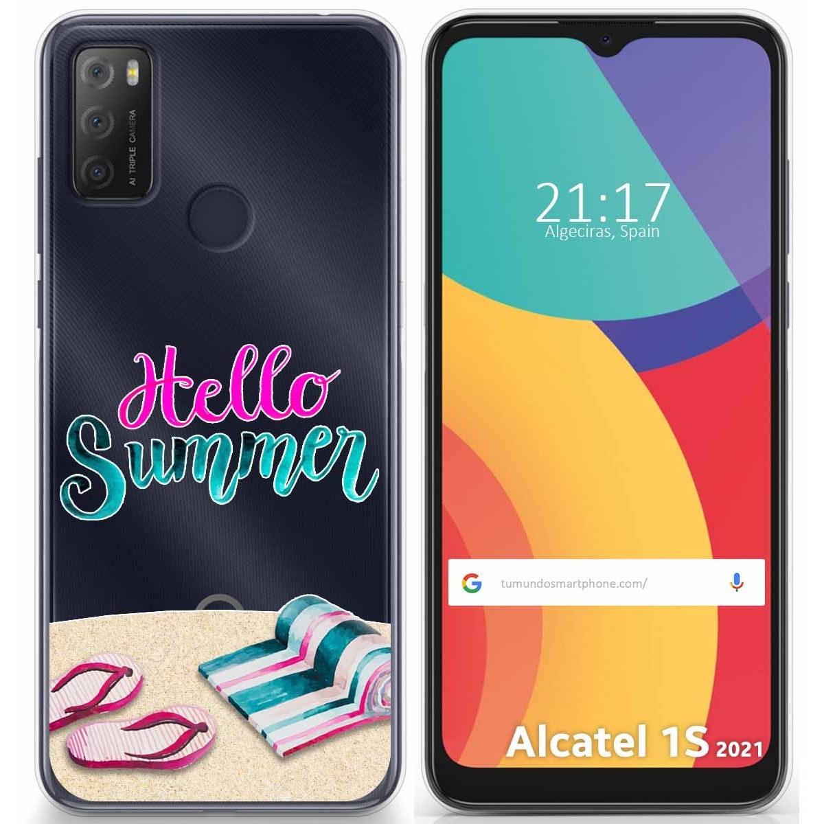 Tumundosmartphone Funda Gel Transparente para Alcatel 1S 2021 / 3L 2021 diseño Summer Dibujos