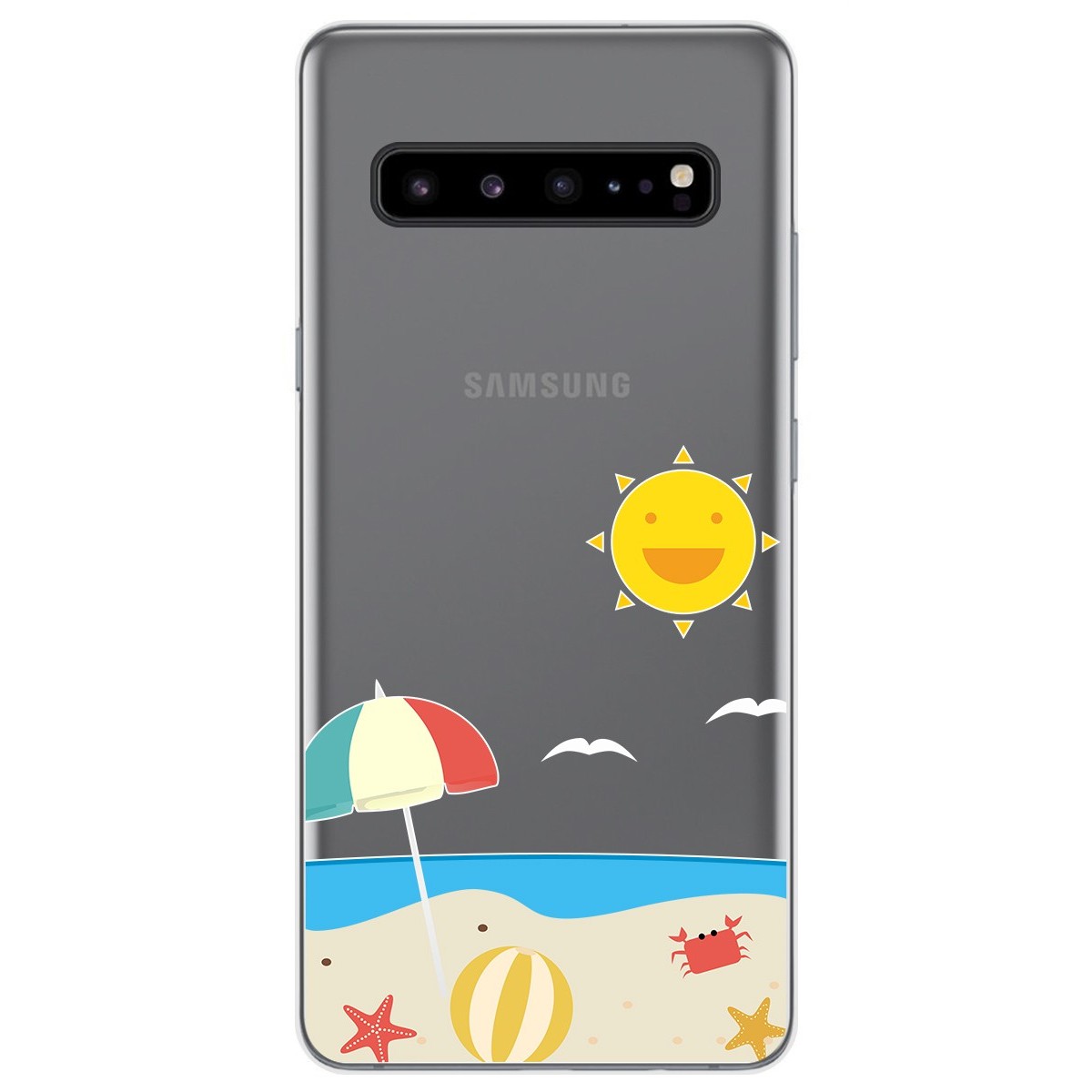 Tumundosmartphone Funda Gel Transparente para Samsung Galaxy S10 5G diseño Playa Dibujos