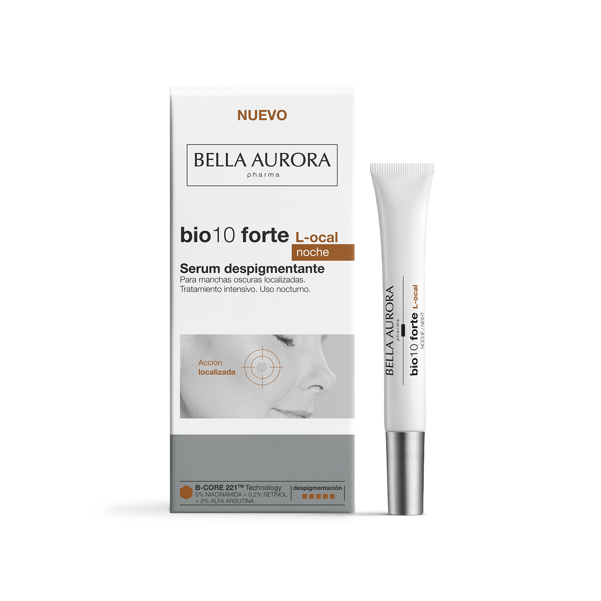 Bella Aurora Bio10 Forte L-Local Tratamiento Antimanchas Localizado SPF30 | Roll-On Corrector de Manchas | Unifica el Tono | Con Tecnología B-CORE 221™ | 9 ml