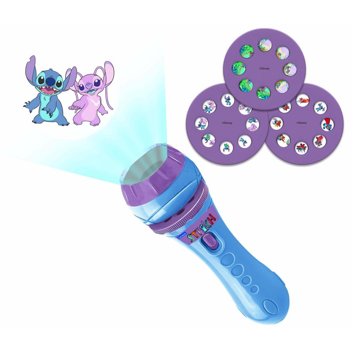 LEXIBOOK - Proyector de cuentos Stitch y linterna Disney 100