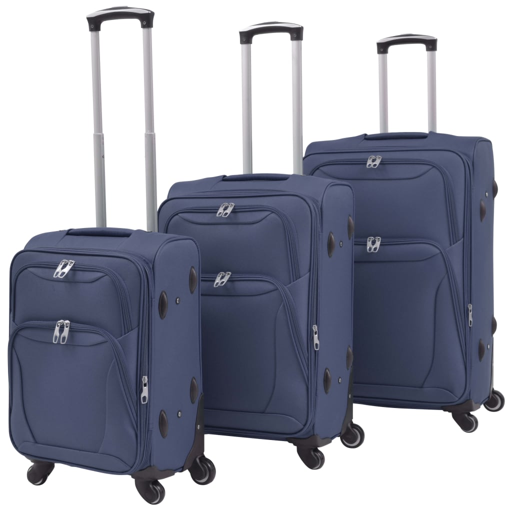 vidaXL Juego de Maletas con Ruedas 3 Piezas Mochila Equipaje Bolso Viaje Color Café,  Azul marino,  Negro y mas