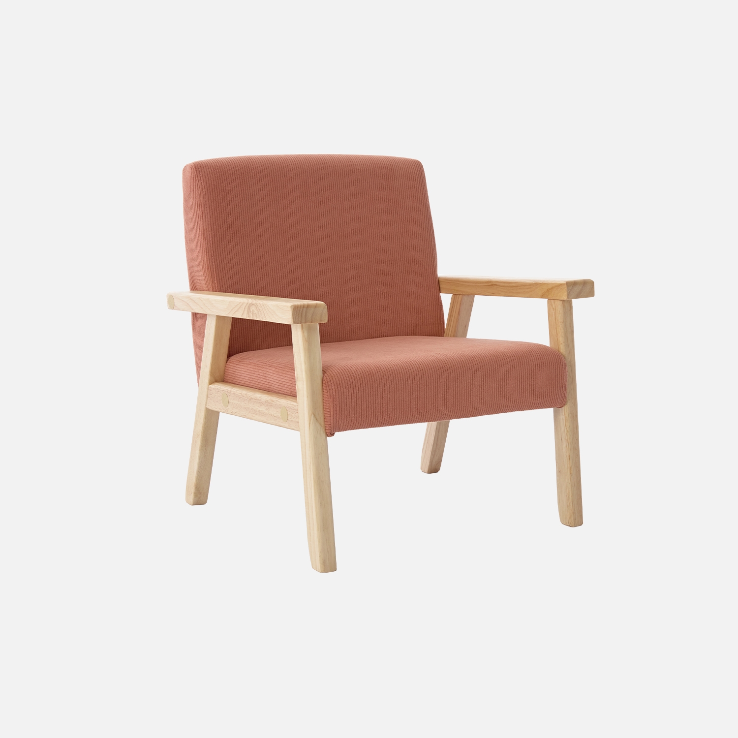 sweeek - Sillón infantil escandinavo de pana y madera de caucho , Isak kids , 47x43x50
