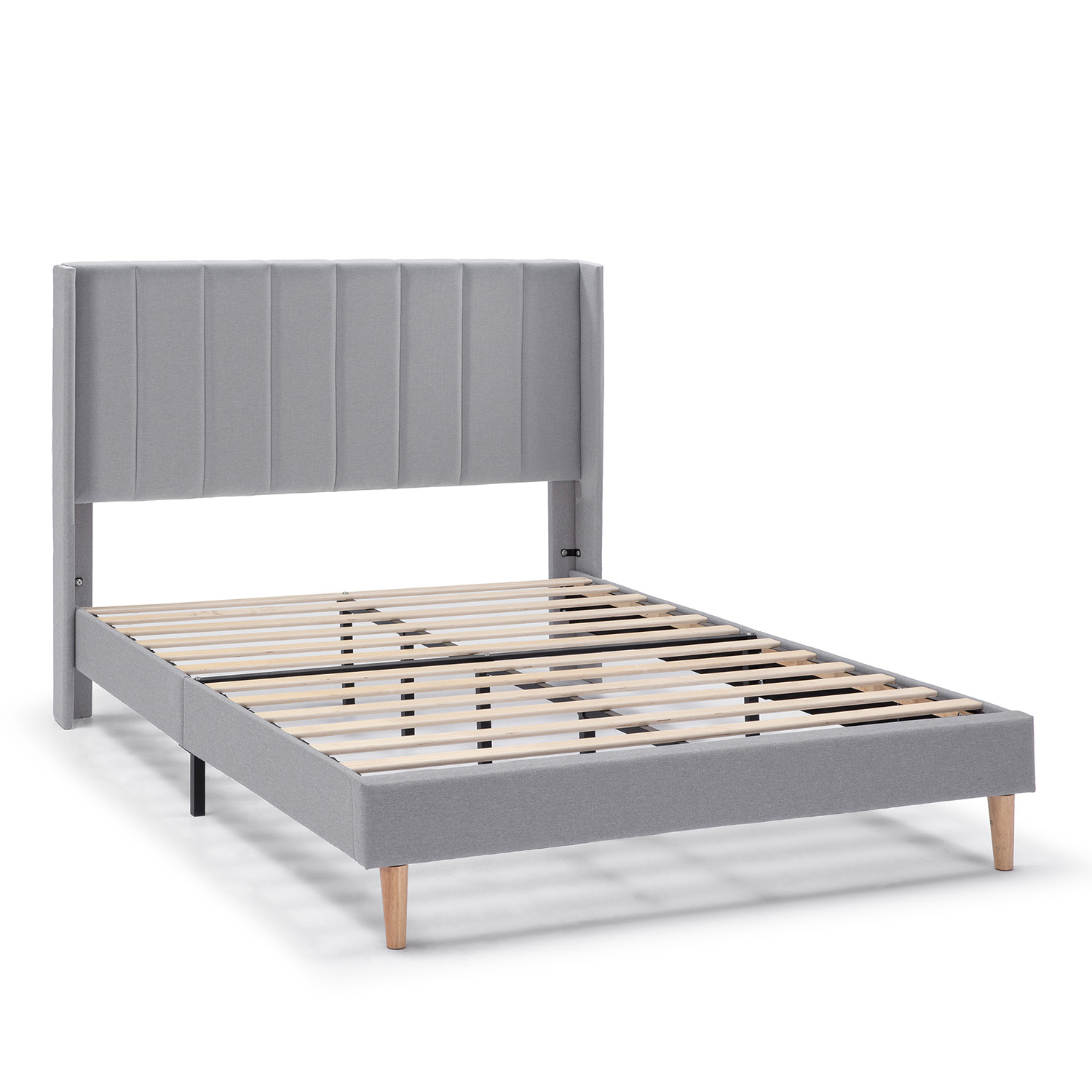 VS Venta-Stock Estructura de cama tapizada Noelia de 30 cm Gris Claro