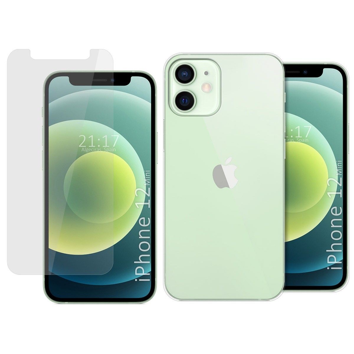 Tumundosmartphone Pack 2 En 1 Funda Gel Transparente + Protector Cristal Templado para Iphone 12 Mini (5.4)