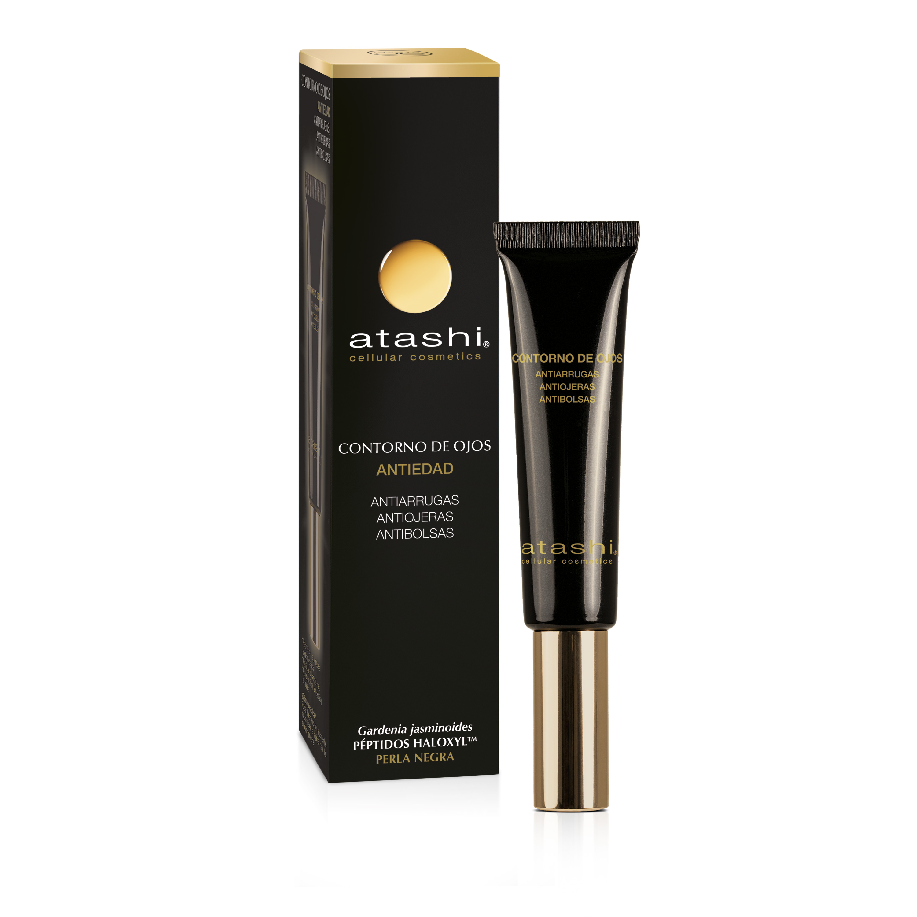 Atashi Antiedad - Contorno De Ojos Antiarrugas, Antiojeras Y Antibolsas | Rejuvenece Mirada, Atenúa Bolsas y Ojeras | Corrige las Arrugas Profundas, Haloxyl y Retinol | 15 ml