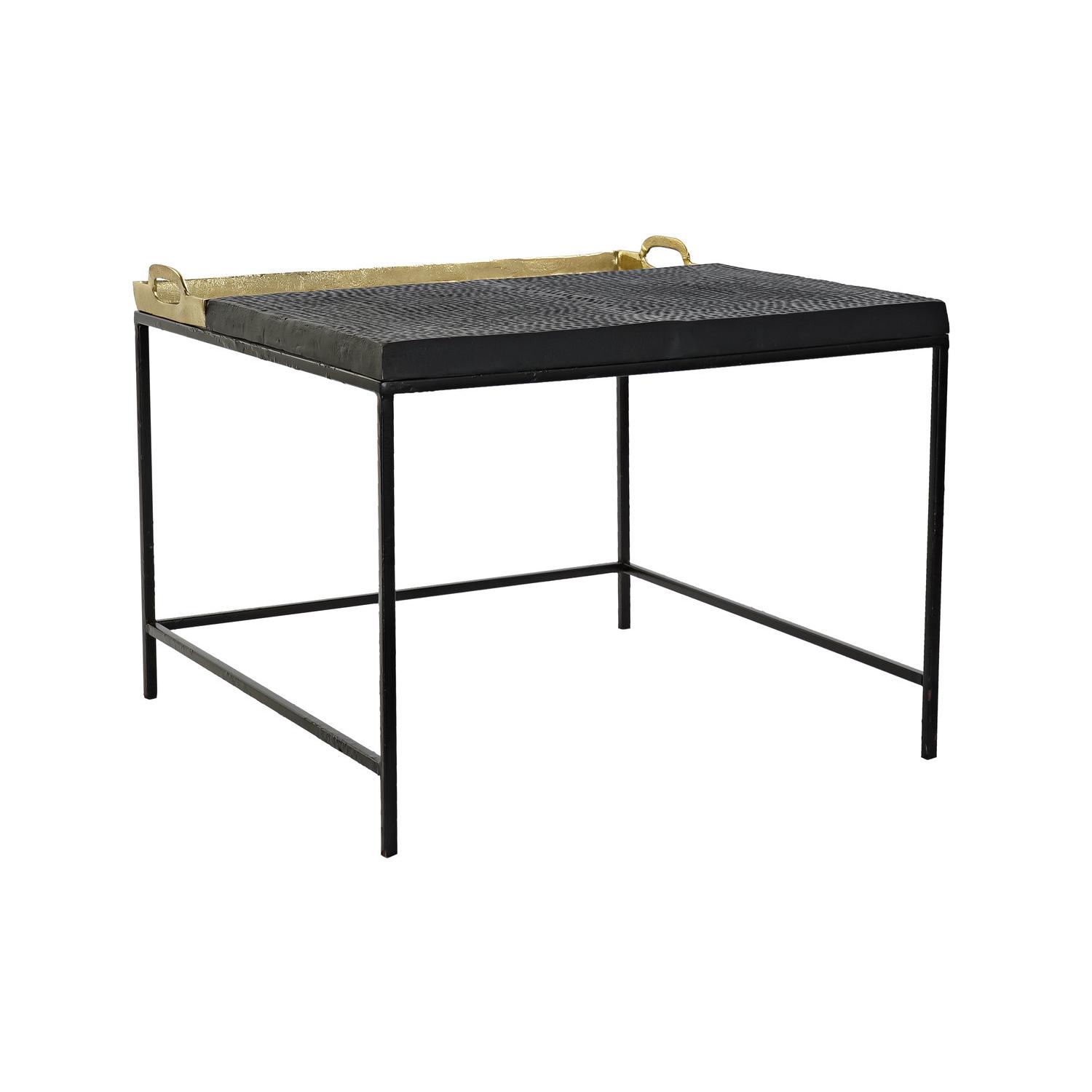Mesa Centro Acero Aluminio 61X61X49 Bandeja Dorado - Fijalo - El mejor complemento para tu hogar.