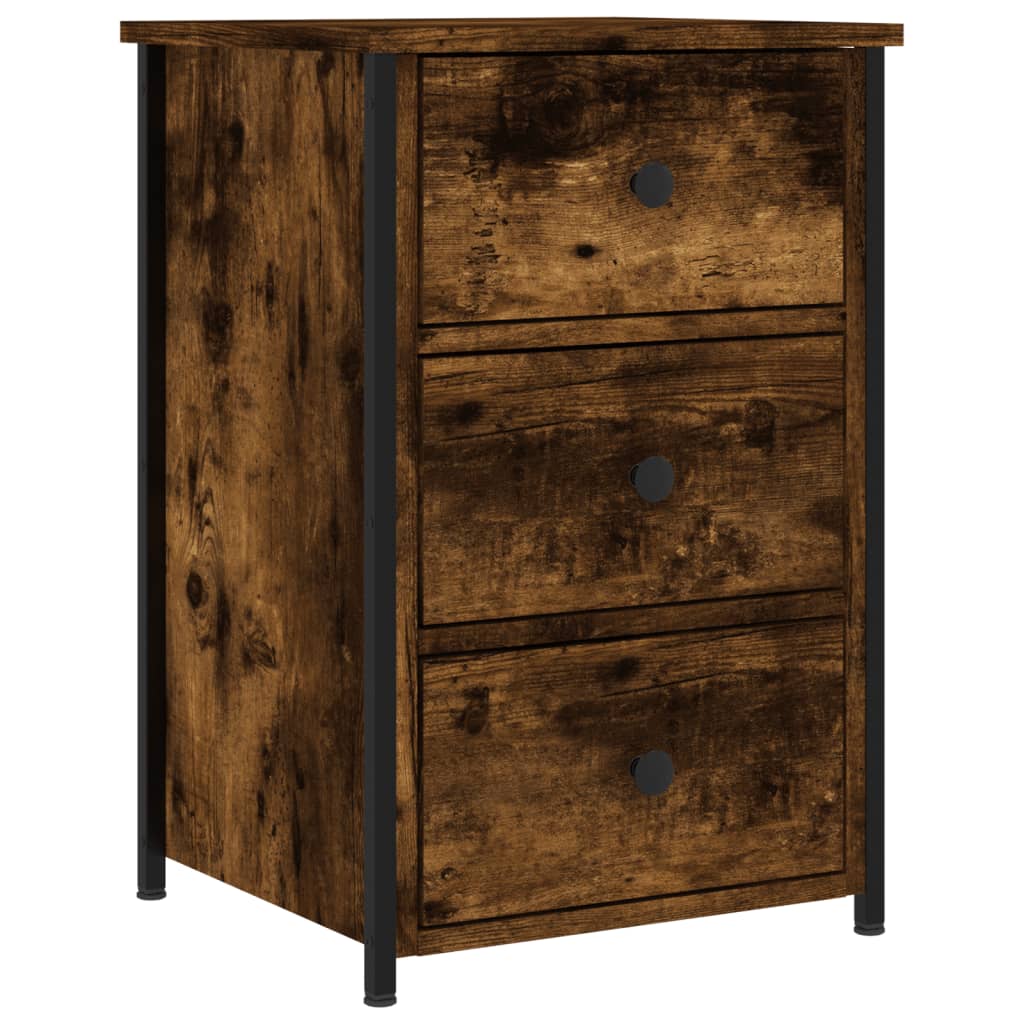 Vidaxl Mesita de Noche Negra 40x36x60 Cm - Madera de Ingeniería, Roble Sonoma, Roble Ahumado