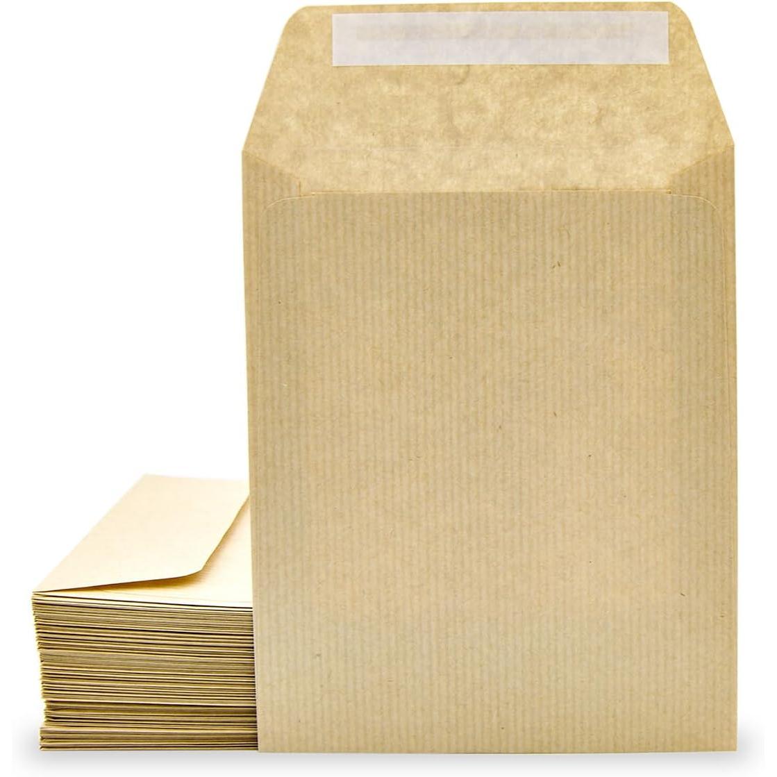 Sobres de Papel Kraft con Tira de Silicona para Invitaciones o Bolsitas de regalo de invitados en Bodas, Comuniones o Bautizos. Sobres para joyas o semillas - Ofituria